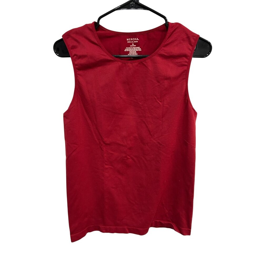Merona Seamless Womens Red Cotton Blend Sleeveless Tank Top Size XL Casual